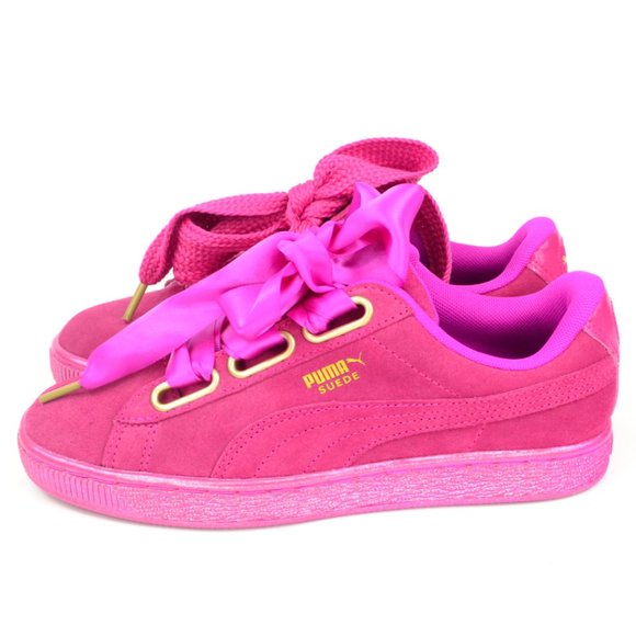 Puma Suede Velvet Rope Women's Size 6.5 Fuchsia Lace Up Casual Sneakers - Picture 6 of 10